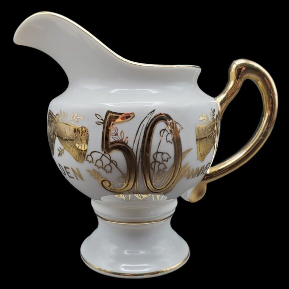 Norcrest Japan Creamer Sugar Bowl with Lid Set Coffee Tea 50th Anniversary L 257 - Picture 2 of 10